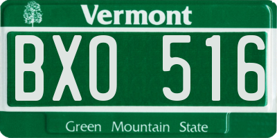 VT license plate BXO516