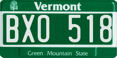 VT license plate BXO518