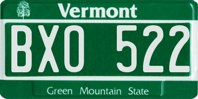VT license plate BXO522