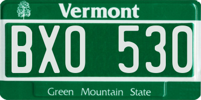 VT license plate BXO530