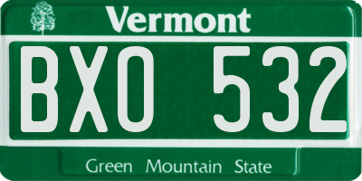 VT license plate BXO532