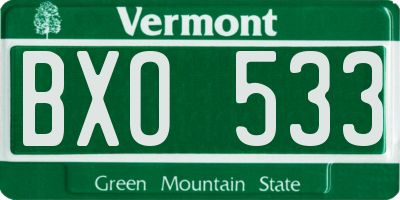 VT license plate BXO533