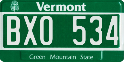 VT license plate BXO534