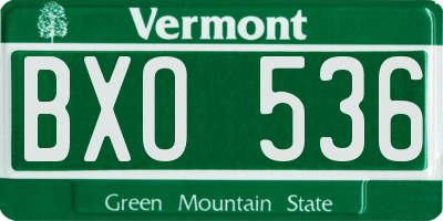 VT license plate BXO536