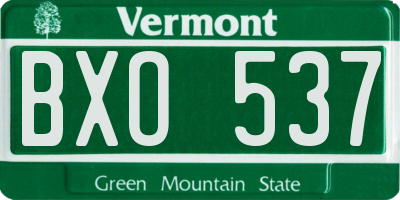 VT license plate BXO537