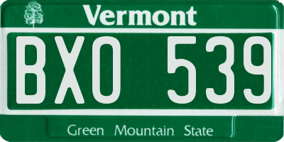 VT license plate BXO539