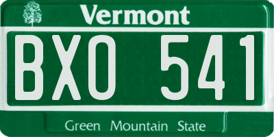 VT license plate BXO541