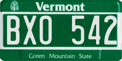 VT license plate BXO542