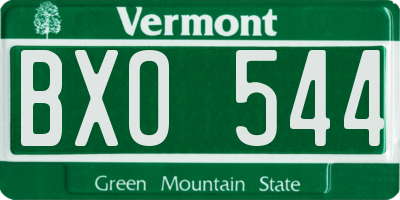 VT license plate BXO544