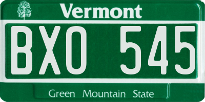 VT license plate BXO545