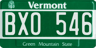 VT license plate BXO546