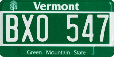 VT license plate BXO547