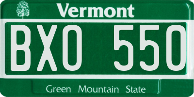 VT license plate BXO550
