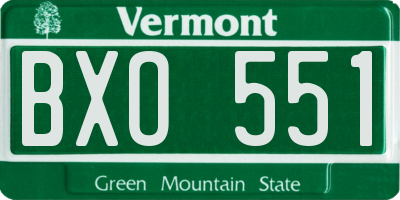 VT license plate BXO551