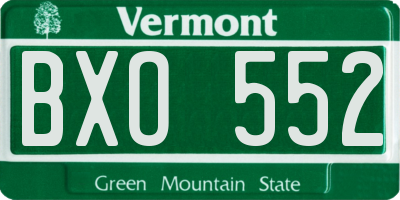 VT license plate BXO552