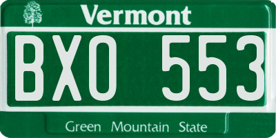 VT license plate BXO553