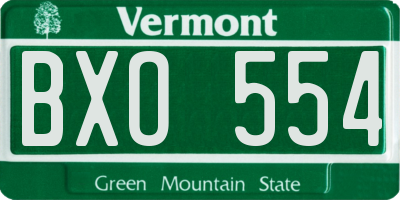 VT license plate BXO554