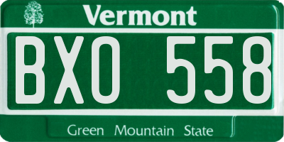 VT license plate BXO558