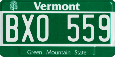 VT license plate BXO559