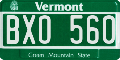 VT license plate BXO560