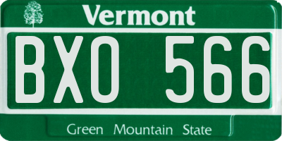 VT license plate BXO566