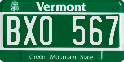 VT license plate BXO567