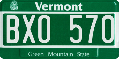 VT license plate BXO570