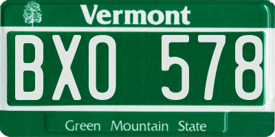 VT license plate BXO578