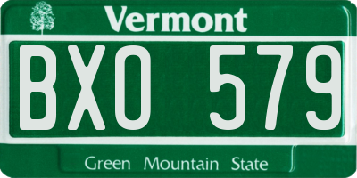 VT license plate BXO579
