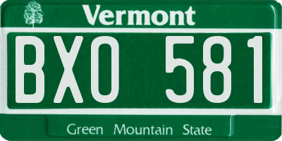 VT license plate BXO581