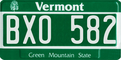 VT license plate BXO582