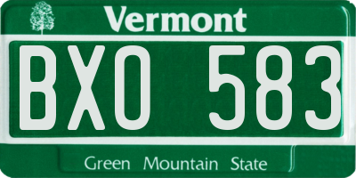 VT license plate BXO583