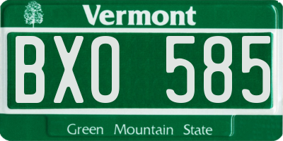 VT license plate BXO585