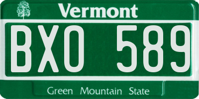 VT license plate BXO589