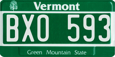 VT license plate BXO593