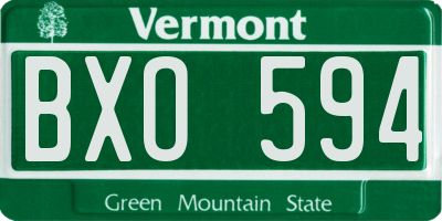 VT license plate BXO594