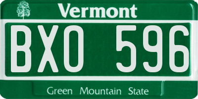 VT license plate BXO596