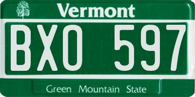 VT license plate BXO597