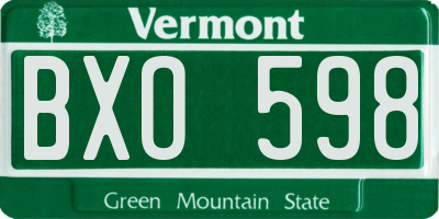 VT license plate BXO598