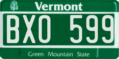 VT license plate BXO599