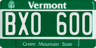 VT license plate BXO600