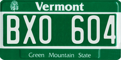 VT license plate BXO604