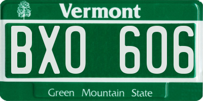 VT license plate BXO606
