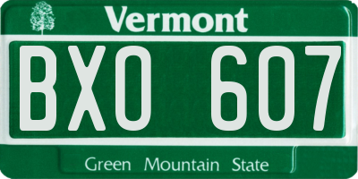 VT license plate BXO607