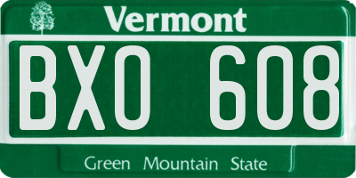 VT license plate BXO608