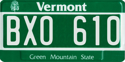 VT license plate BXO610