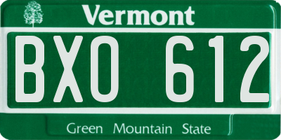 VT license plate BXO612