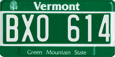 VT license plate BXO614