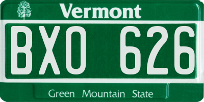 VT license plate BXO626