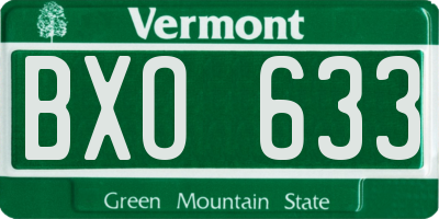 VT license plate BXO633